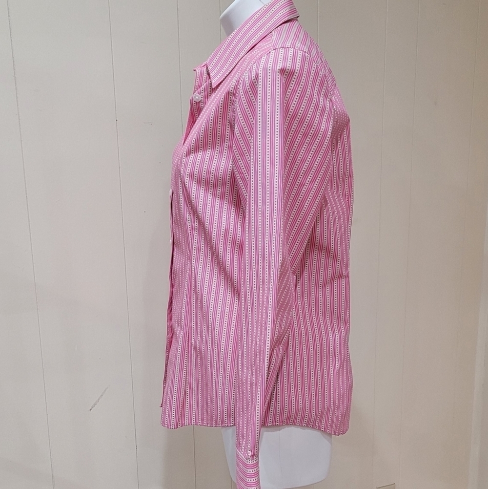 ORVIS Women's Sz10 Button-up Pink Striped Top Wrinkle Free Shirt Everyday Blouse - Picture 5 of 9